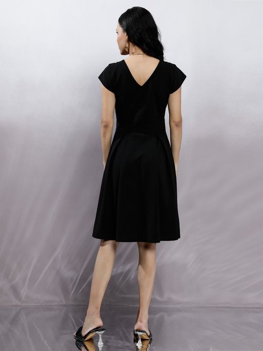 Buy AAREIN Womens Women Black Fit Flare Dress Online