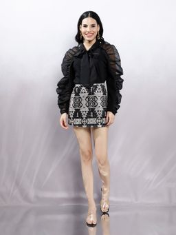 AAREIN - Organza Top with Sequinned Mini Skirt (Set of 2)