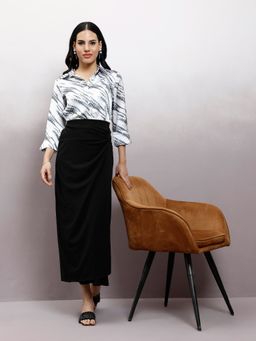 AAREIN - Women Solid Black Maxi Skirt