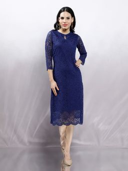 AAREIN - Women Lace Sheath Dress - Blue