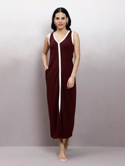 AAREIN - Burgundy Scuba A-Line Midi Dress
