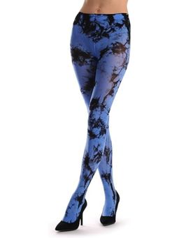 BRACHY - Women Sheer Pantyhose Nylon Cloud Printed Stockings Blue