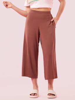 Enamor - Mid Rise Shop In Culotte Crop Length Slip On Relaxed Fit Super Soft Fabric E064