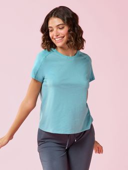 Enamor - Short Sleeve Crew Neck Regular Length Basic Cut and Sew Tshirt For Women - E306