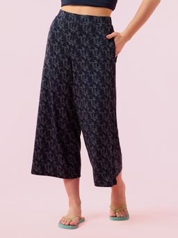 Enamor - Essentials E064 Crop Length Culotte with Smart Side Slits Blue