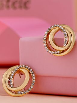 Estele - Gold Plated Geometric Circle Stud Earrings for Women