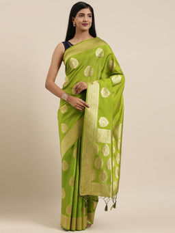 Mimosa - Kanchipuram Style Art Silk Saree Green With Unstitched Blouse