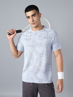 Technosport - Blue Men Self Design Slim Fit Round Neck Sports T-Shirt