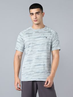 Technosport - Aqua Men Self Design Slim Fit Round Neck Sports T-Shirt