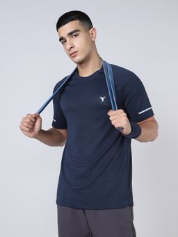 Technosport - Men Navy Blue Slim Fit Round Neck Sports T-Shirt