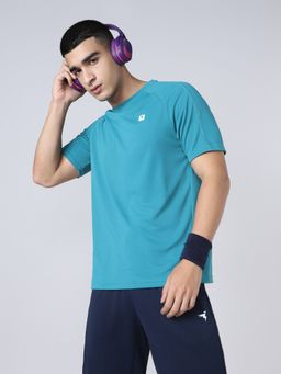 Technosport - Teal Men Gym T-Shirt with Techncool Sweat Wicking Workout Wear