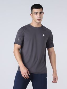 Technosport - Grey Men Gym T-Shirt with Techncool Sweat Wicking Workout Wear