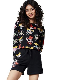 The Souled Store - Black Official Powerpuff Girls Pattern Co-ord Sets For Women (Set of 2)