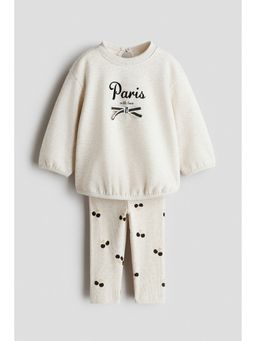 H&M - Girls Beige 2-Piece Sweatshirt And Leggings
