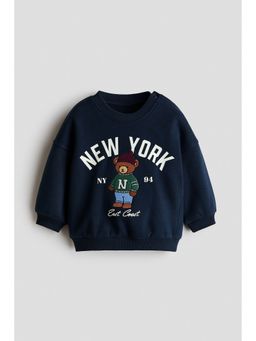 H&M - Boys Navy Blue Motif-Detail Sweatshirt
