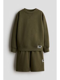 H&M - Boys Green 2-Piece Sweatshirt And Shorts
