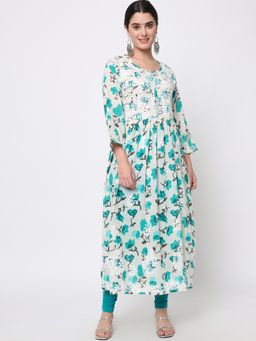 PARAMOUNT CHIKAN - Hand Embroidered Mulmul Green Lucknowi Chikankari Kurta