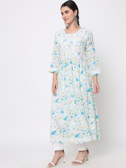 PARAMOUNT CHIKAN - Hand Embroidered Mulmul Blue Lucknowi Chikankari Kurta