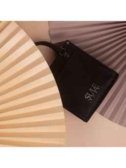 Suave Bags - Black Vegan Leather Textured Handheld Bag with Detachable Strap