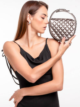 Suave Bags - Grey Vegan Leather Textured Handheld Bag