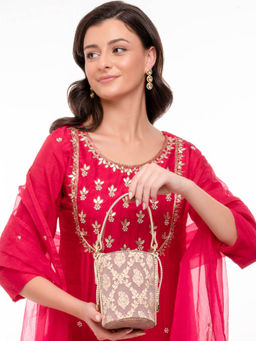 Suave Bags - Mauve Vegan Leather Floral Bucket Bag