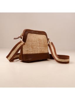 Suave Bags - Brown Vegan Leather Solid Slingbag with Detachable Strap