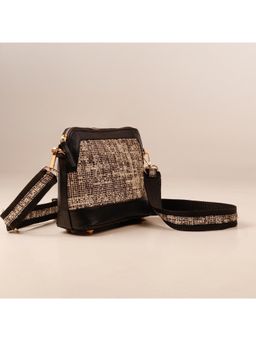 Suave Bags - Black Vegan Leather Solid Slingbag with Detachable Strap