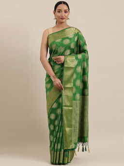 Mimosa - Kanchipuram Style Art Silk Saree Green With Unstitched Blouse