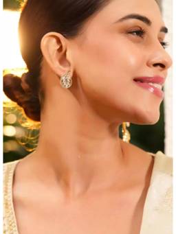 JYONA - Rose Gold-Plated Elegant Sculpted Branch Vine Waterdrop Brass Earrings