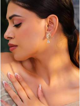 JYONA - Rose Gold-Plated Western Asymmetric Arc Drop Accent Earrings