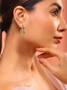 JYONA - Rose Gold-Plated Wedding Festive Five Petal Star Bloom Accent Earrings