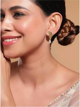 JYONA - Rose Gold-Plated Cascading Floral Sprig Teardrop Charm Earrings