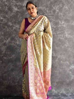 Sundarii - Kashish-Georgette Zari Saree with Unstitched Blouse
