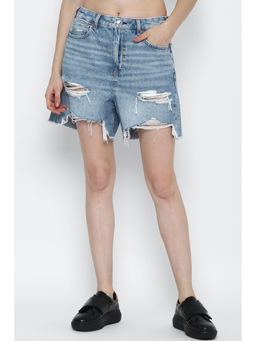 American Eagle - Women Blue Denim Baggy Mom Shorts