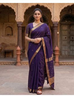 AMRUTKALA SAREES - Blue Designer Cotton Silk Kanjivaram Woven Saree with Unstitched Blouse