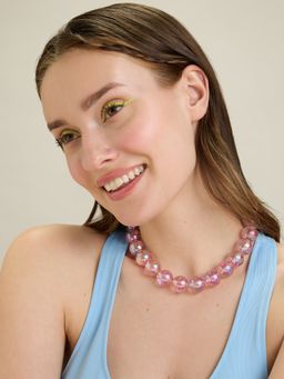 MIXT by Nykaa Fashion Pink Oversized Beaded Glitter Necklace