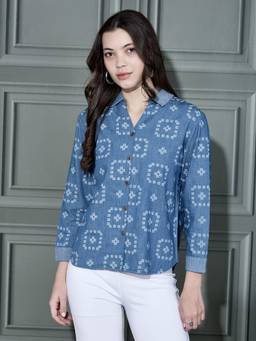 FFU - Women'S Regular Fit Casual Blue Shirt