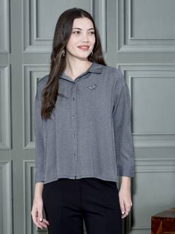 FFU - Women'S Regular Fit Casual Blue Shirt