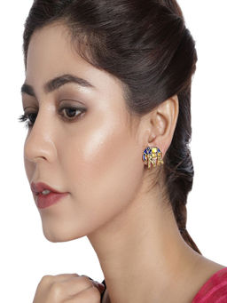 Accessher - High-Quality Handcrafted Elephant Shape Polki Kundan Earrings Handcut Semi-Precious Stone
