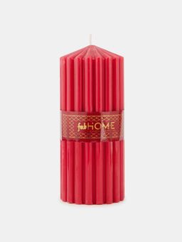 Fabindia - Red Rose Fragrance Ribbed Pillar Candle