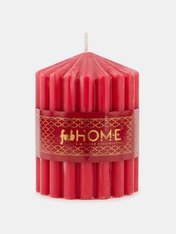 Fabindia - Red Rose Fragrance Ribbed Pillar Candle