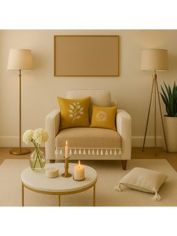 THROW PILLOW - Light Beige With Small Tassel Trim Lace Sofa Cover