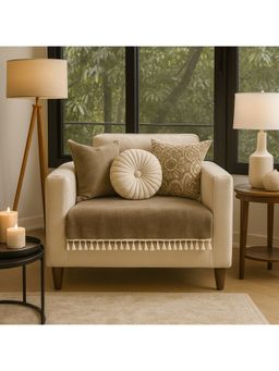 THROW PILLOW - Grey With Small Tassel Trim Lace Sofa Cover