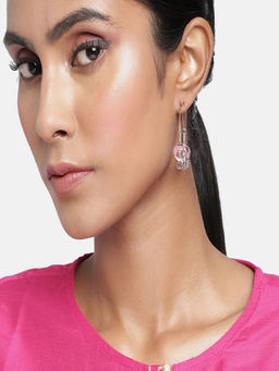 Accessher - Silver Plated Pink Hoops For Women And Girls