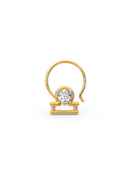 Candere by Kalyan Jewellers - 14K (585) Yellow Gold and Diamond Libra Zodiac Nosepin
