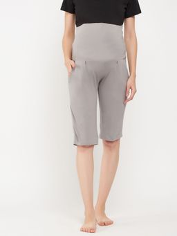 Clovia - Chic Basic Maternity Shorts in Light Grey - Cotton