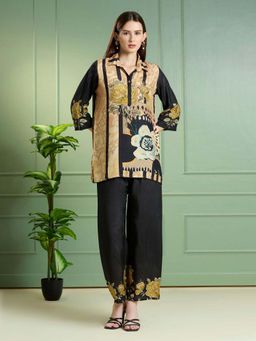 KAFTANIZE - Black and Beige Floral Printed Co-Ord Set