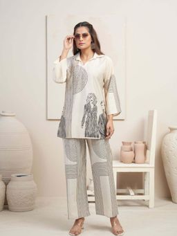 KAFTANIZE - Beige Lady Printed Co-Ord Set