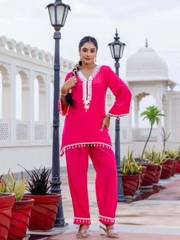 KAFTANIZE - Pink Mirror Embellished Kurta and Salwar