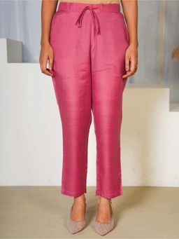 ARAMYA - Dusty Pink Shantoon Solid Pant for Women